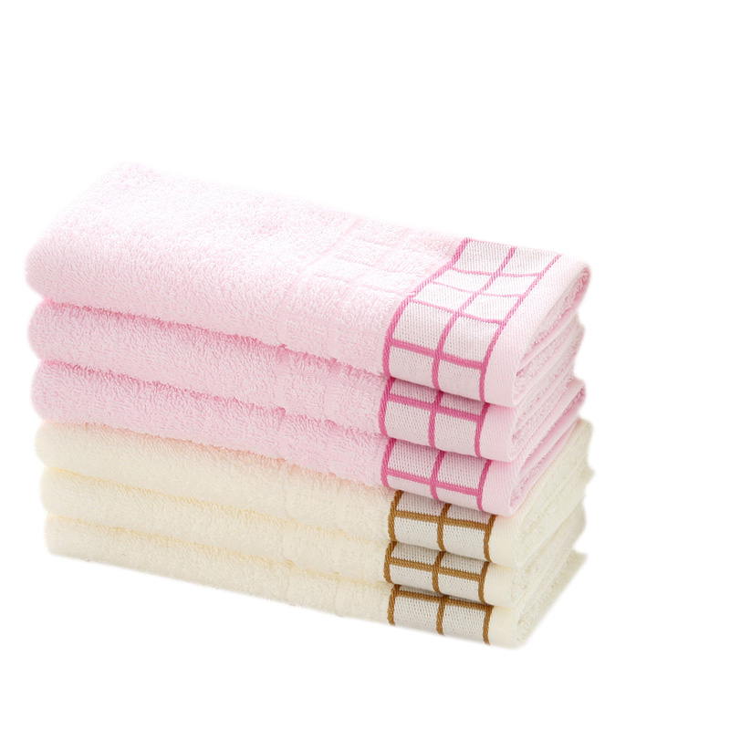 孚日洁玉 毛巾家纺 纯棉素色格子柔软吸水亲肤毛巾70g 70*32cm