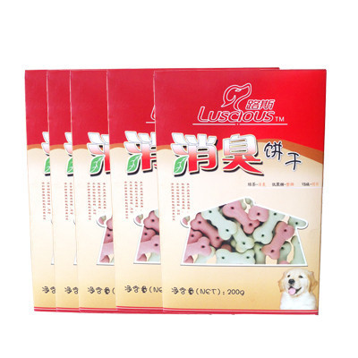 [苏宁超市]路斯宠物狗零食 盒装消臭饼干200g*5盒