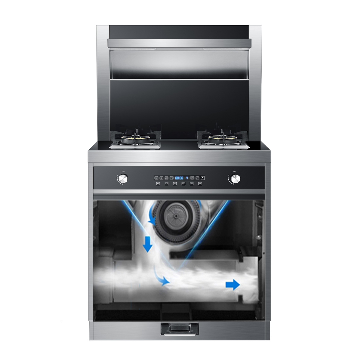 智能烟灶联动,劲吸下排,精致机型海尔集成灶JJZT-J75A1