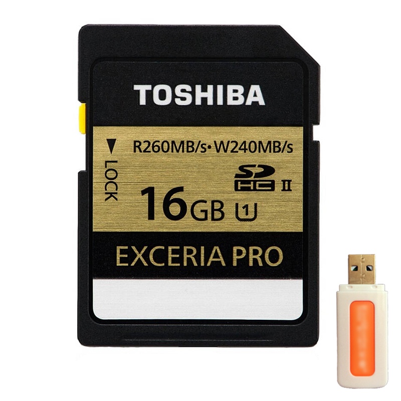 [赠读卡器]东芝(TOSHIBA)SD卡 16GB 读260MB/s写240MB/s相机存储卡