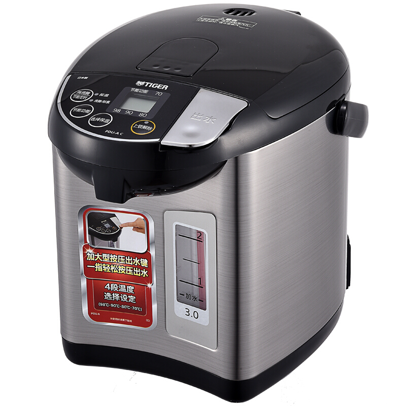 虎牌(Tiger)电热水瓶PDU-A30C电水壶智能速热开水日本原装进口保温瓶 3L 黑色KZ