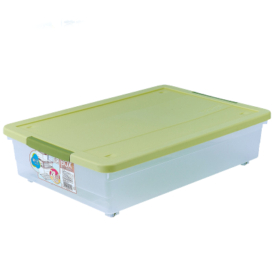 茶花(CHAHUA)28.5L收纳箱28591k塑料透明扁平衣服床底整理箱内衣收纳箱车载储物60.7cm颜色随机新款无轮