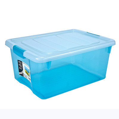 茶花(CHAHUA)15.5L中号收纳箱大号有盖透明塑料整理箱2892 其他41cm颜色随机