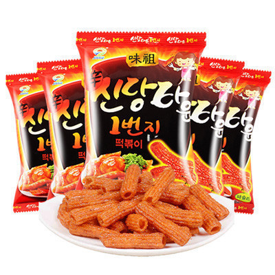 九日牌 炒年糕条100g*5袋 韩国进口甜辣味祖打糕条香脆条膨化办公旅行休闲零食
