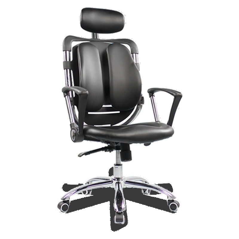 HiBoss 办公电脑椅转椅皮质椅子双背椅人体工学椅