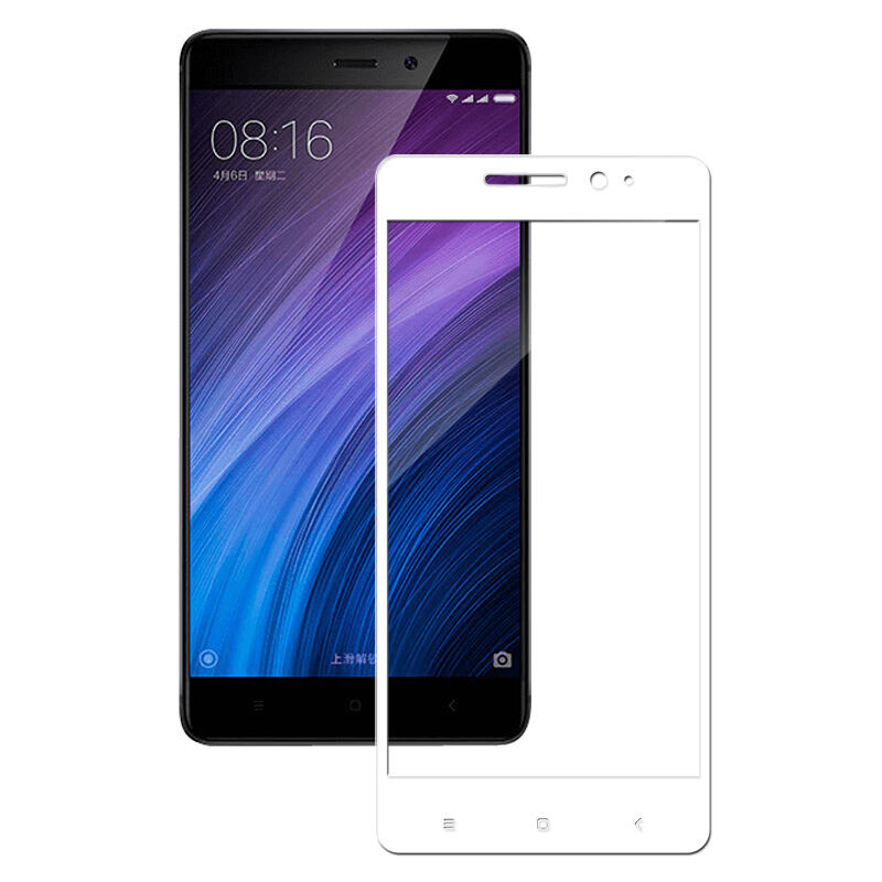 ESCASE小米 红米4钢化膜 小米红米4全屏碳纤钢化膜 全覆盖高清防爆防指纹手机贴膜 高配版白色