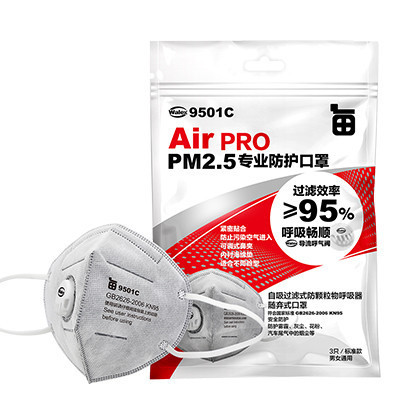Walex 威洁士 一田PM2.5专业防护口罩3个装(9501C有碳)威露士(Walch)出品