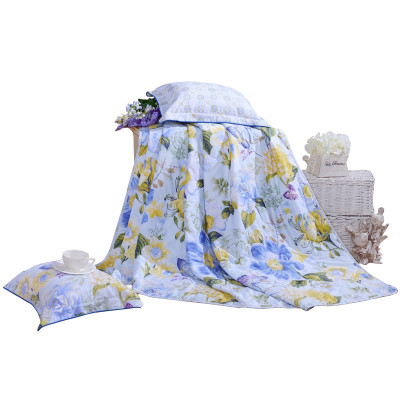 富安娜(FUANNA)家纺夏凉被子单人双人空调被斜纹透气纤维被1.2m/1.5m/1.8m清雅印花夏被