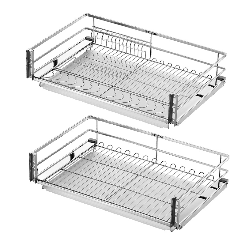 HIGOLD/悍高 黑钻橱柜拉篮 厨房不锈钢抽屉式碗碟篮 碗架调味篮