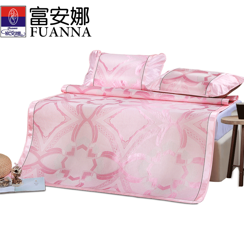 富安娜(FUANNA)圣之花家纺 凉席/凉枕提花图案冰丝席凉席套件透气清凉空调席双人夏凉席1.8米提花席