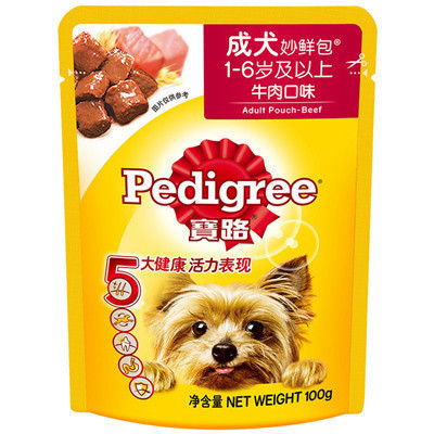 宝路 成犬妙鲜包 全面营养犬粮 精选牛肉 100g*12包