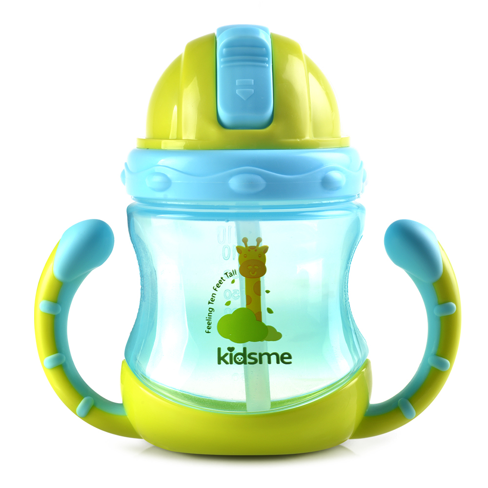 KIDSME亲亲我 210ml双柄吸管杯 绿色