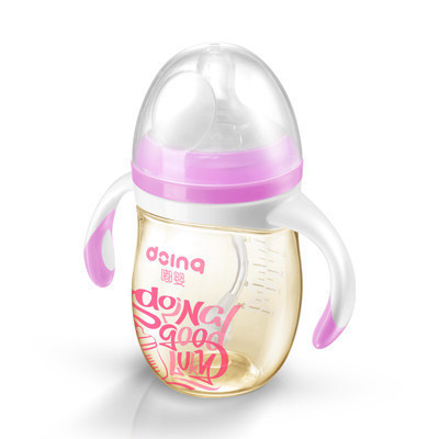 嘟婴企鹅型PPSU带手柄自动吸奶瓶DY-001-180ML-粉色