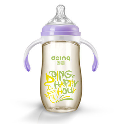 嘟婴企鹅型PPSU带手柄自动吸奶瓶DY-002-280ML-紫色