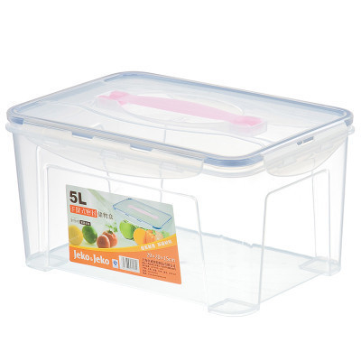 JEKO&JEKO 塑料冰箱透明收纳箱 5L 收纳盒零食密封盒药盒整理箱手提储物箱SWB-505
