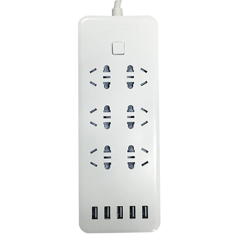长城风行(CCFX)CF-U8061全长1.8米六位插孔带五位USB接口带儿童保护门白色插座/接线板/插线板/排插