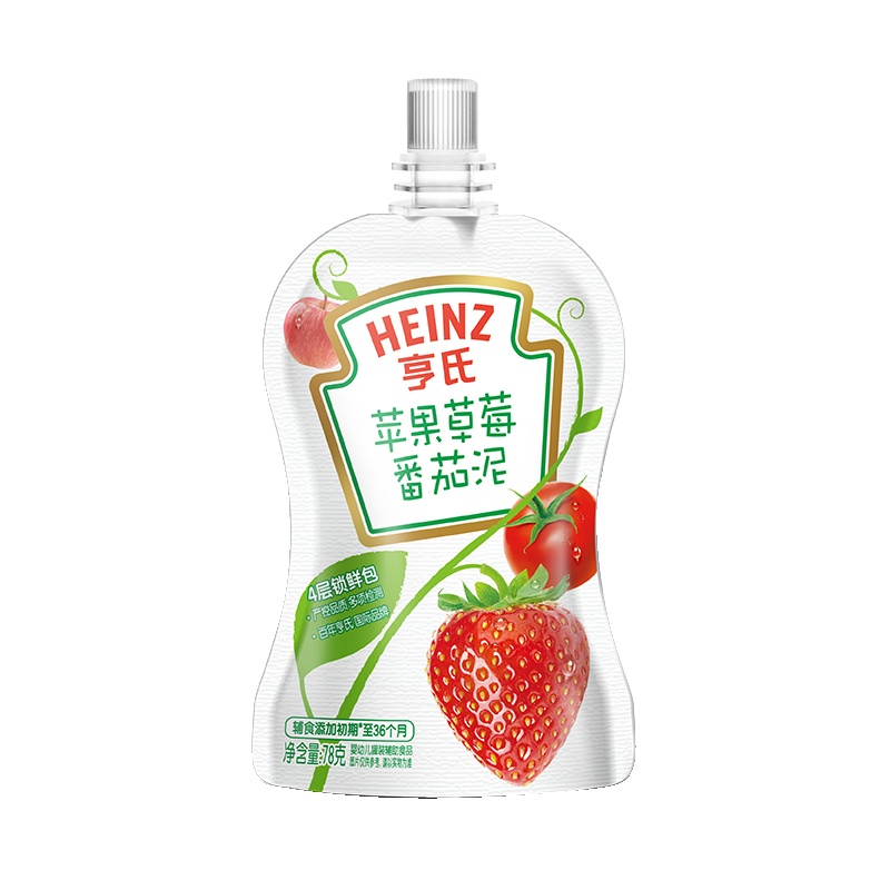 亨氏(Heinz)婴幼儿营养果泥-苹果草莓番茄78g