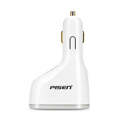 品胜(PISEN)多功能双USB车充 苹果白 手机/平板/移动电源充电器/双USB插口 自带转换口