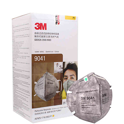 3M 防护口罩 耳戴式9041 活性炭 KN90 防雾霾PM2.5 防尘 防异味无纺布 配件 单盒25只