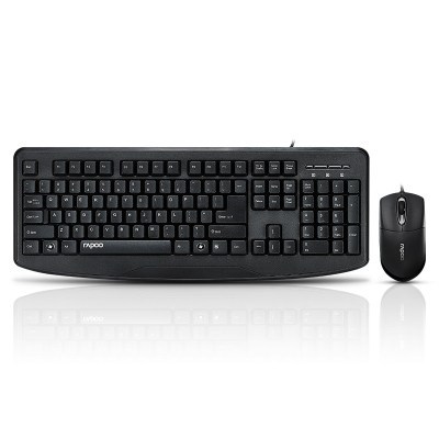 雷柏NX1720(Rapoo)有线键盘鼠标套装台式电脑笔记本办公游戏键鼠套装(黑色)