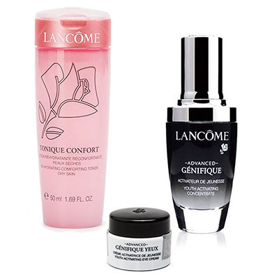 兰蔻Lancome新精华肌底液小黑瓶/30ml+清滢柔肤水50ml+精华肌底眼部凝霜5ml 保湿补水