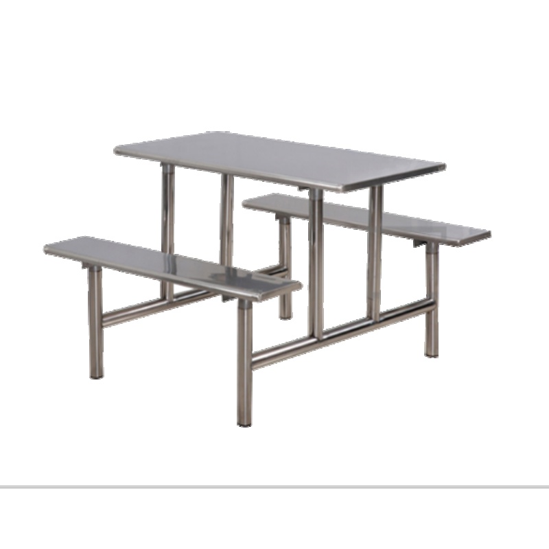 [万保]不锈钢餐桌椅 学校工厂食堂快餐四人连体纯不锈钢材质餐桌椅组合 可定制其他