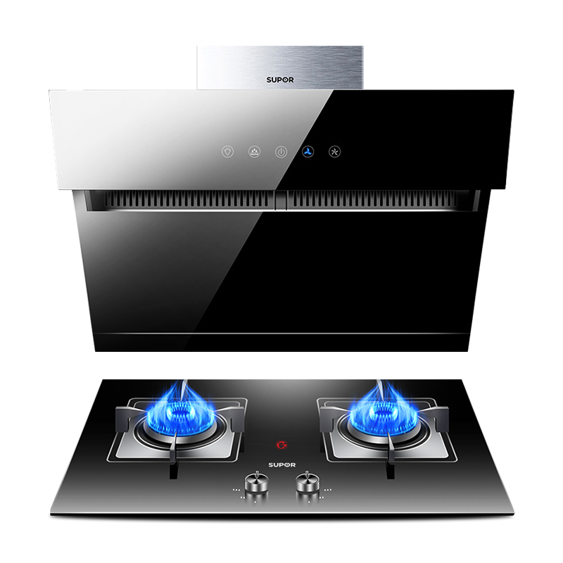 SUPOR/苏泊尔 J611+QB517 吸抽油烟机燃气灶套餐侧吸式烟灶套装(天然气)