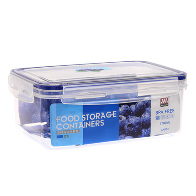 海兴(HAIXIN)四边扣长方保鲜盒罐1700ml 天蓝色