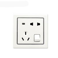ABB开关插座 德宁雅白 一开五孔带灯LED灯家用墙壁暗装面板AN226
