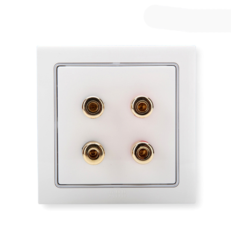 ABB开关插座 德宁雅白 二位四孔音响插座86型卡拉OK面板AN342