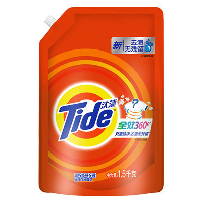 (去渍护色)汰渍(Tide)全效360°洗衣液洁雅百合香型洗衣液1.5kg/袋 宝洁出品