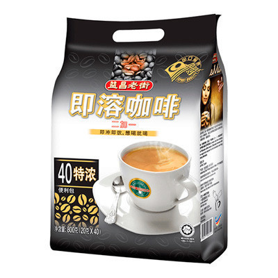 马来西亚进口 益昌老街2+1即溶咖啡20g*40包(特浓)袋装固体咖啡饮料