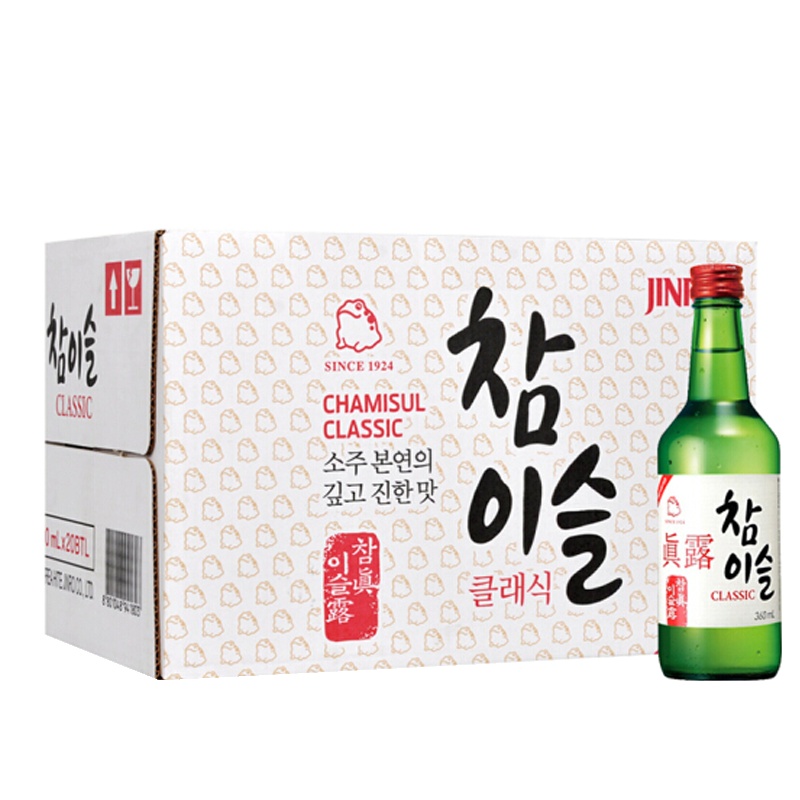 真露(JINRO)韩国烧酒 竹炭味20.1度360ml*6瓶整箱装