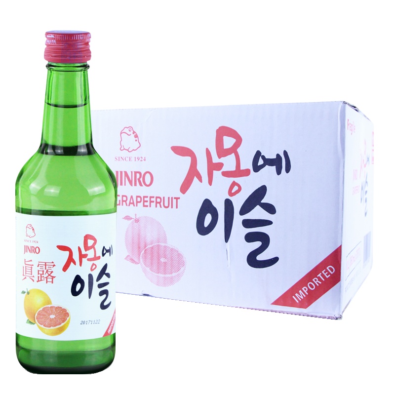 真露(JINRO)烧酒 韩国进口13° 西柚味 360ml*2瓶 整箱装