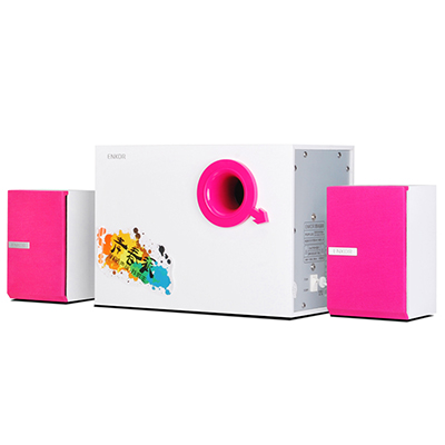 恩科(ENKOR)P111PLUS 多媒体2.1木质音箱低音炮电脑笔记本音响 蜜桃粉