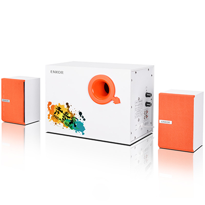 恩科(ENKOR)P111PLUS 多媒体2.1木质音箱低音炮电脑笔记本音响 橙色