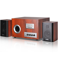 恩科(ENKOR)S2850U 多媒体电脑音响音箱木质2.1低音炮支持SD卡U盘 棕色