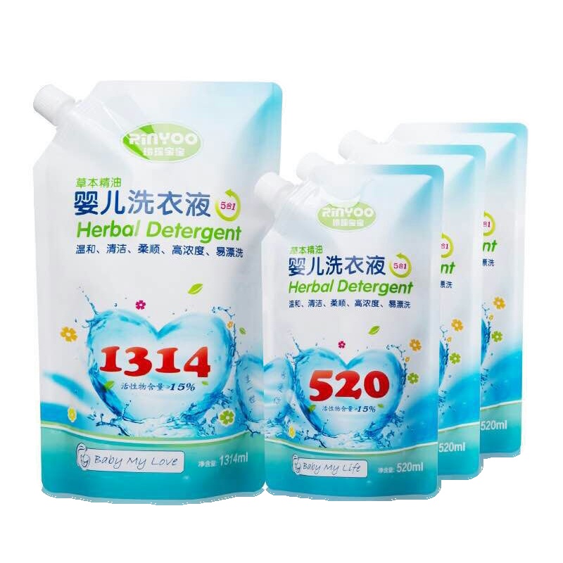 玲瑶婴儿洗衣液1314ML+520ML×3袋 组合装有香味