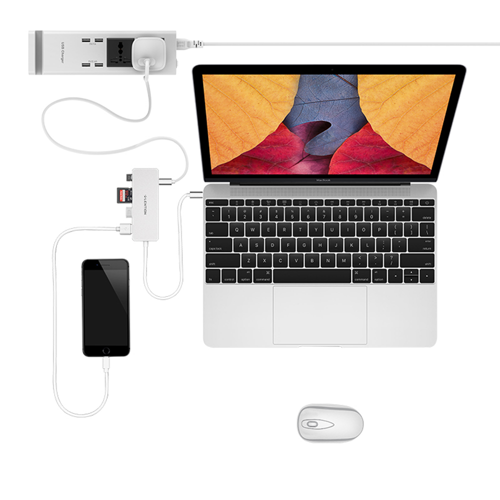 Lention蓝盛 C16云翼系列苹果笔记本Type-C转USB3.0数据传输 IF/SD读卡器 多功能转换头