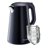 苏泊尔(SUPOR) SWF17E20C 家用电热水壶 304不锈钢烧开水壶 1.7L/1.7升 双层保温防烫 墨黑色