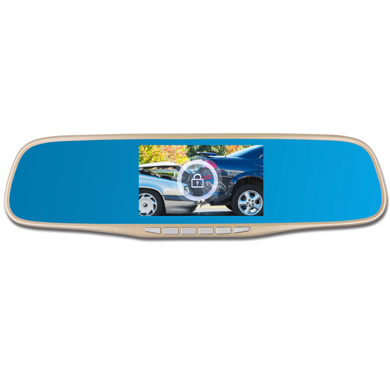 爱国者(aigo)D89 行车记录仪高清夜视双镜头双录1080P后视镜一体机 金色