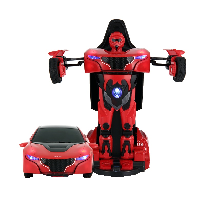 星辉(Rastar)1:32RS战警口袋机器人合金变形玩具汽车带声光可变形车模型61800红色