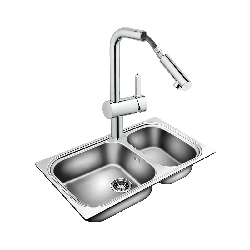 德国-高仪(GROHE)水槽双槽 厨房水槽 不锈钢水槽+可抽拉式-冷热水龙头31508SD0+32671000