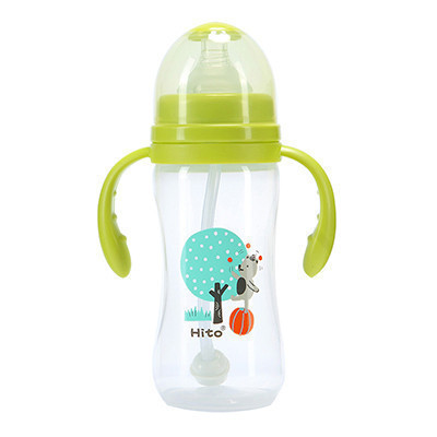 喜多宽口径真实感工学型手把吸管PP奶瓶L270ml-H10705