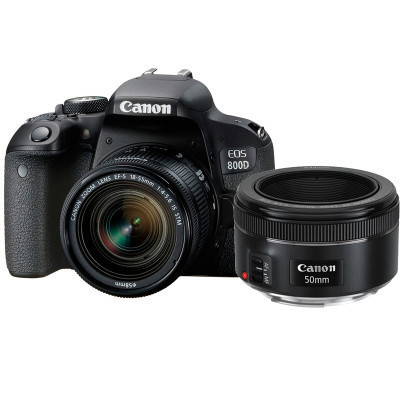 佳能(Canon) EOS 800D (18-55mm+50mmF1.8) 数码单反相机 双镜头套装 约2420万像素