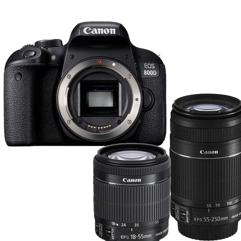 佳能(Canon) EOS 800D (18-55mm+55-250mm) 数码单反相机 双镜头套装 约2420万像素
