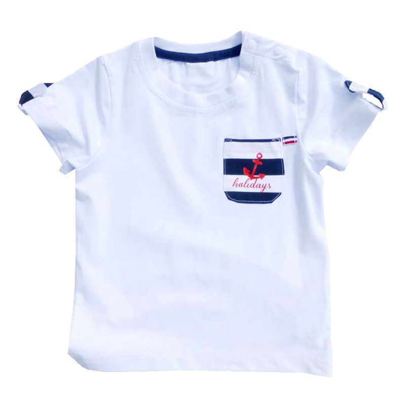 安笛贝乐品牌儿童白色t恤男童半袖2017夏季白色纯棉短袖圆领衫宝宝纯色中大童上衣90-130cm