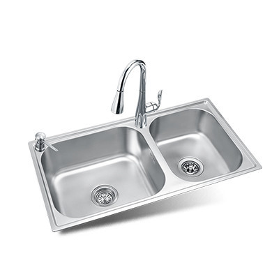 [摩恩品牌日 苏宁自营]MOEN/摩恩304不锈钢厨房水槽双槽套餐加厚洗碗水洗菜盆28118