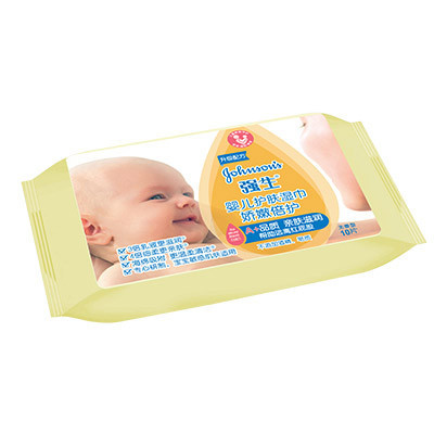 强生(Johnson) 婴儿护肤湿巾(娇嫩倍护)10片(无香 清洁滋润 倍柔呵护)