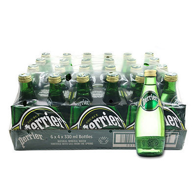 法国进口巴黎水perrier天然有气矿泉水原味330ml*24瓶 塑封箱装